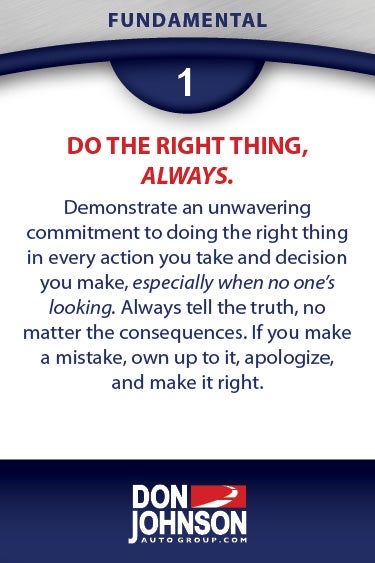 Fundamental 1 - Do The Right Thing, Always